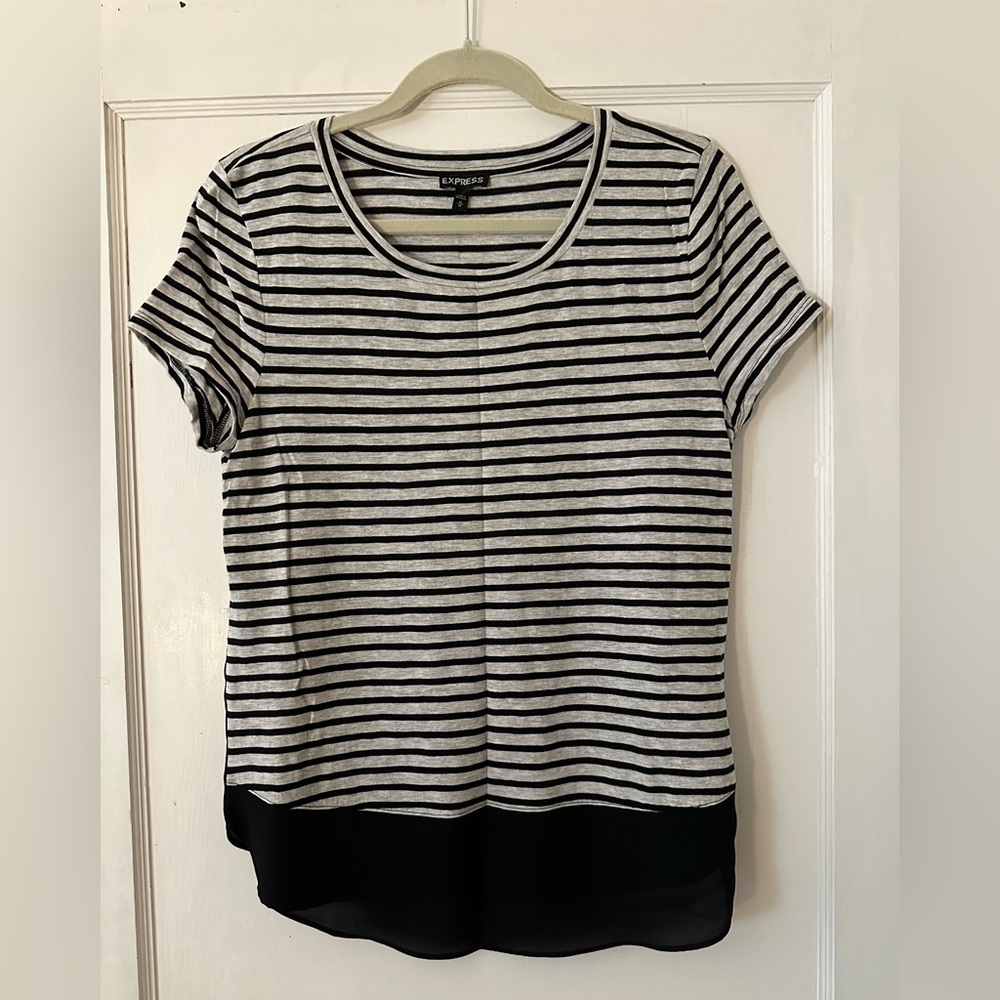 Express mixed media striped tee